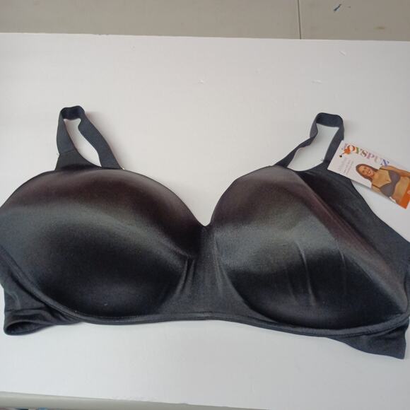 Joyspun Wirefree Bra Womens Plus Size 46DDD Black Super Soft Fabric Smooth Wings - Picture 1 of 4